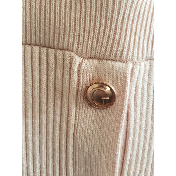 GUESS Dress Women's Medium Pink Knit Body Con Rose Gold Buttons - Picture 5 of 8